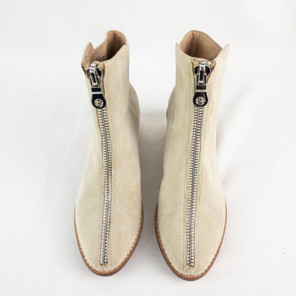 Anthropologie Matiko Mylvia Tan Suede Front Zip Ankle Boots Womens 6 - Picture 9 of 16